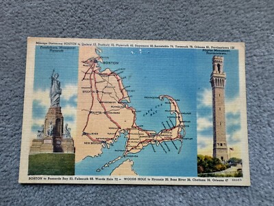Cape Cod Boston Massachusetts Map Greeting from postcard