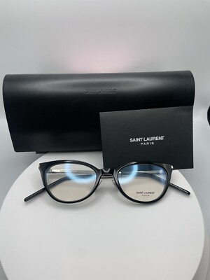 Saint Laurent Eyeglasses Frames SL264 002 Black Silver Sharp Cat Eye 49-20-145