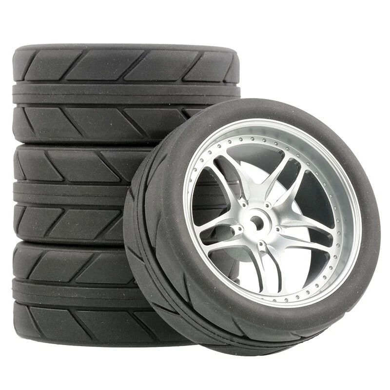 1/10 Rc Aluminium Alloy Wheels Tires Set for Tamiya tt02 tt01e Hpi Rs4 kyosho D4 - Image 3 of 4
