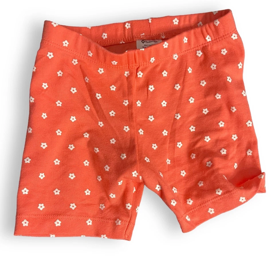 Members Mark Pull On Pijama Pantalones Cortos Niñas 3T Naranja Ditsy Margarita Informal Elastizado Foto 2 de 4