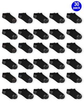 Fruit of the Loom Boys Socks, 30 Pack No Show Durable Cushion Little Boys  Big
