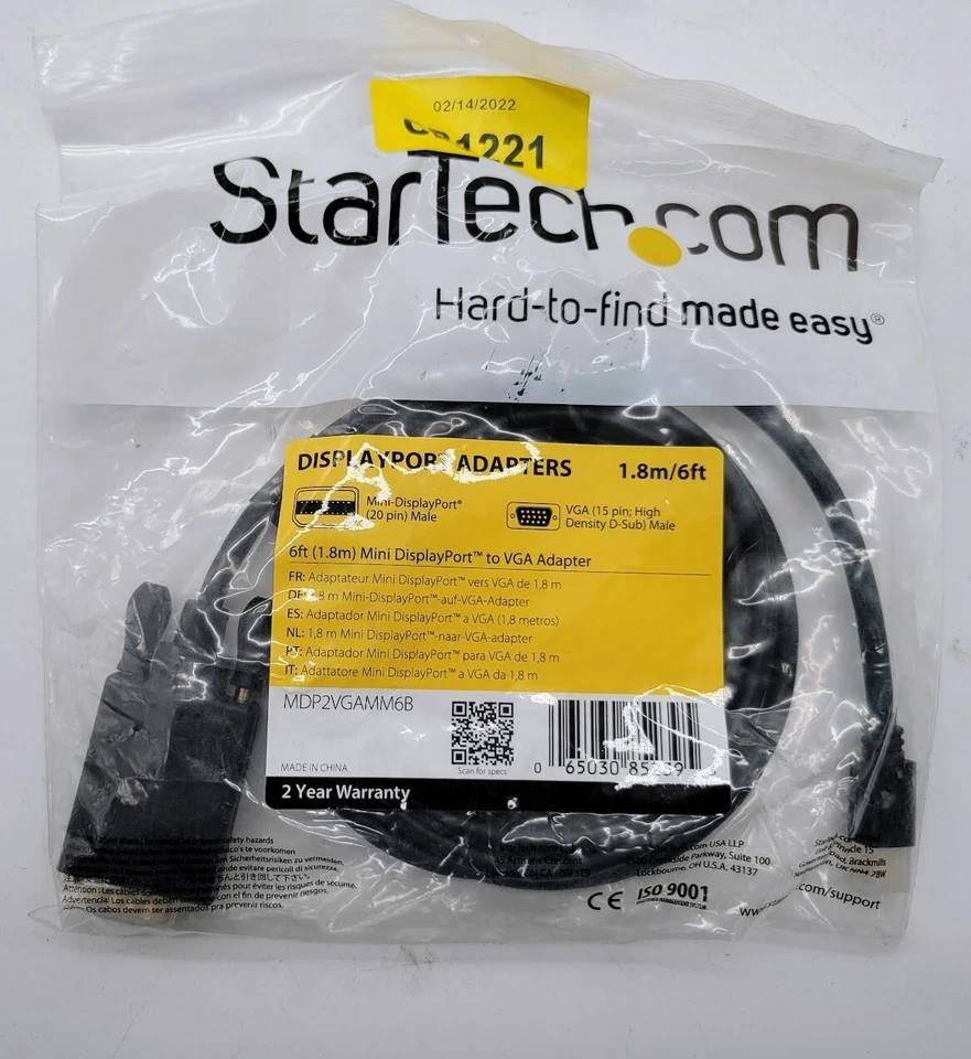 Lot of 7 Startech.com 6ft mini MDP to VGA cable -M/M MDP2DVIMM6 - Image 2 of 3