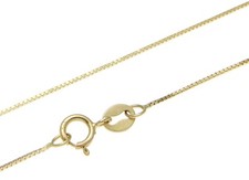 SOLID 14K YELLOW GOLD ITALIAN 0.6MM BOX CHAIN NECKLACE 16"