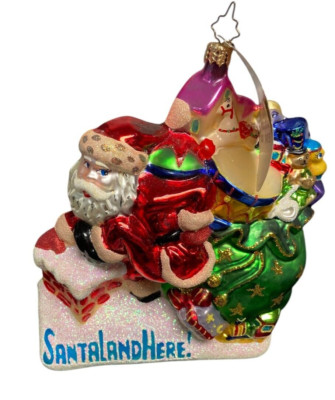 Christopher Radko NEW Santa Land Here 2007 Christmas Sleigh Snowman Ornament Box