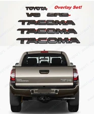 6PC Overlay Kits Matte Black Fit 2005-2015 Toyota Tacoma V6 SR5 Emblem Nameplate