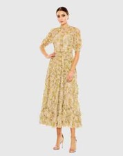 NWT, Mac Duggal Illusion High Neck Mesh Floral Print Dress size 10 MD1719