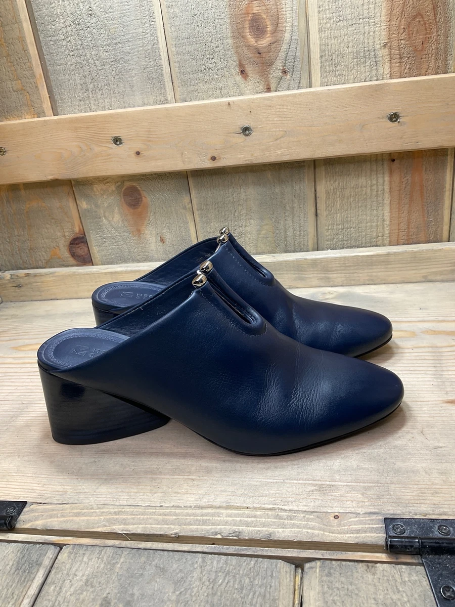 Navy blue clearance leather mules