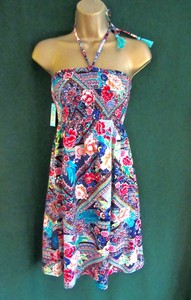 Détails Sur Neuf Accessorize Bleu Rose Dreamweaver Bandeau Floral Straples Halter Robe De Plage Afficher Le Titre Dorigine