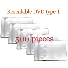 Resealable Outer Replacement Plastic Sleeves for standard DVD 500 pcs type T