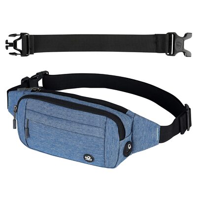 Fanny Pack Waist Bag Blue Slim Hip Pouch Bum Bag for Jogging Men & Women