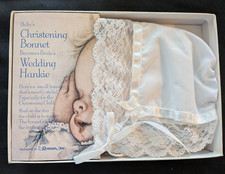 Baby's Christening Bonnet Becomes Bride's Wedding Hankie by Roman, Inc.