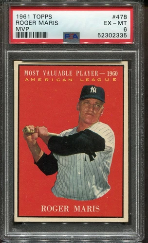 1961 Topps #478 Roger Maris MVP PSA 6 ++ Centered New York Yankees