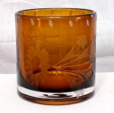 1 Bobby Flay Etched Amber Double Old Fashioned Glass Whisky Rocks Replacement