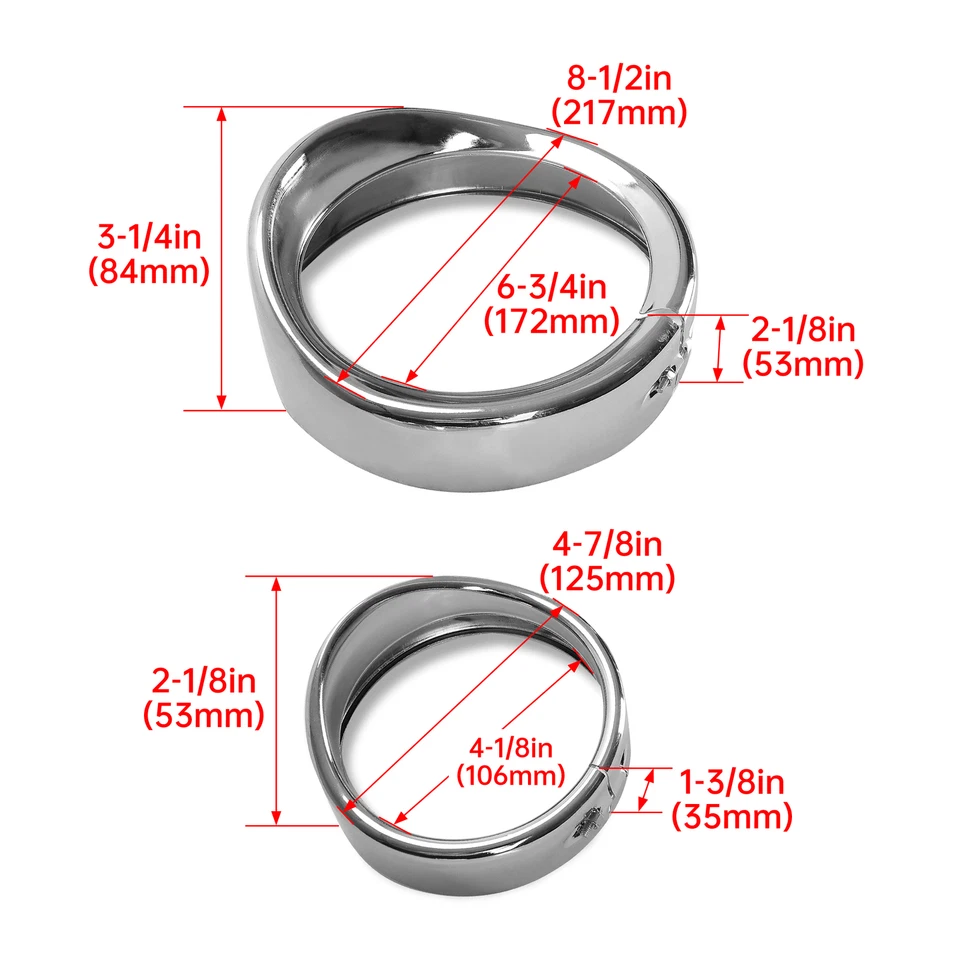 Para Harley 7" luzes de farol 4,5" lâmpada de neblina de passagem viseira acabamento anel moldura tampa - Imagem 2 de 4