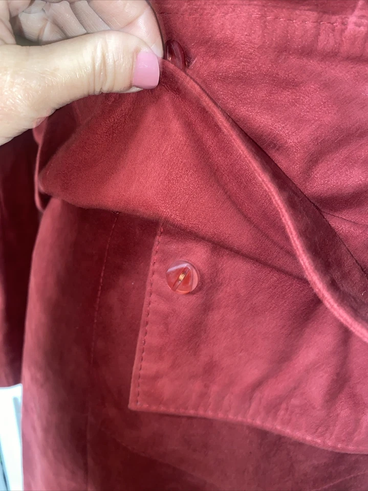 Sibylle Lyn Vintage WOMEN’s RED SUEDE Skirt SUIT Fit & Flare SIZE 6 Small - Image 4 of 4