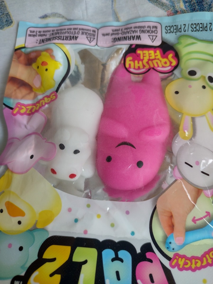 SQUISHY PALZ 2 Pack PINK MONSTER & WHITE HIPPOPOTAMUS Sensory Toy