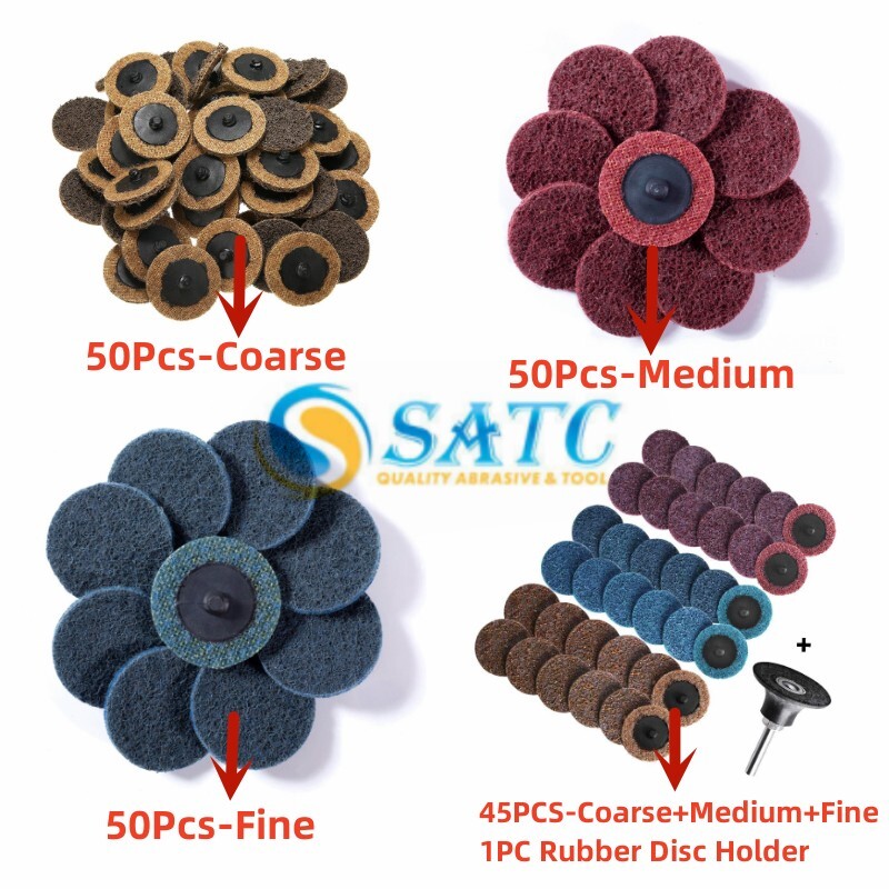 50-Pack 2 Inch Coarse Surface Conditioning Discs For Die Grinder - Roll Lock Backing, Aluminum Oxide