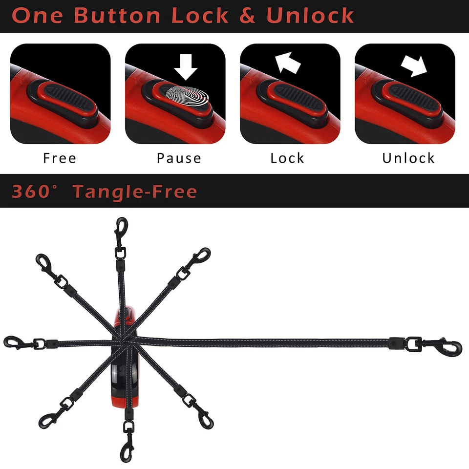 Upgraded Beastron Heavy Duty Retractable Dog Leash, 16" Extra Long Tangle-Free - Image 3 of 4