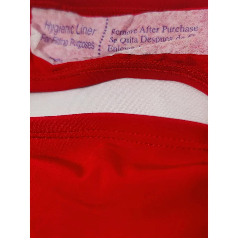 La Blanca Red One Shoulder Swimsuit Ruched Gold Hardware Size 8 - Image 4 of 4