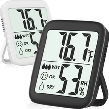 Antonki 2 Pack Room Thermometer for Home, Indoor Hygrometer Humidity Meter Ga...