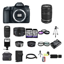 Canon EOS 70D DSLR Camera w/55-250mm 75-300mm  50mm Lenses 32GB Full Kit