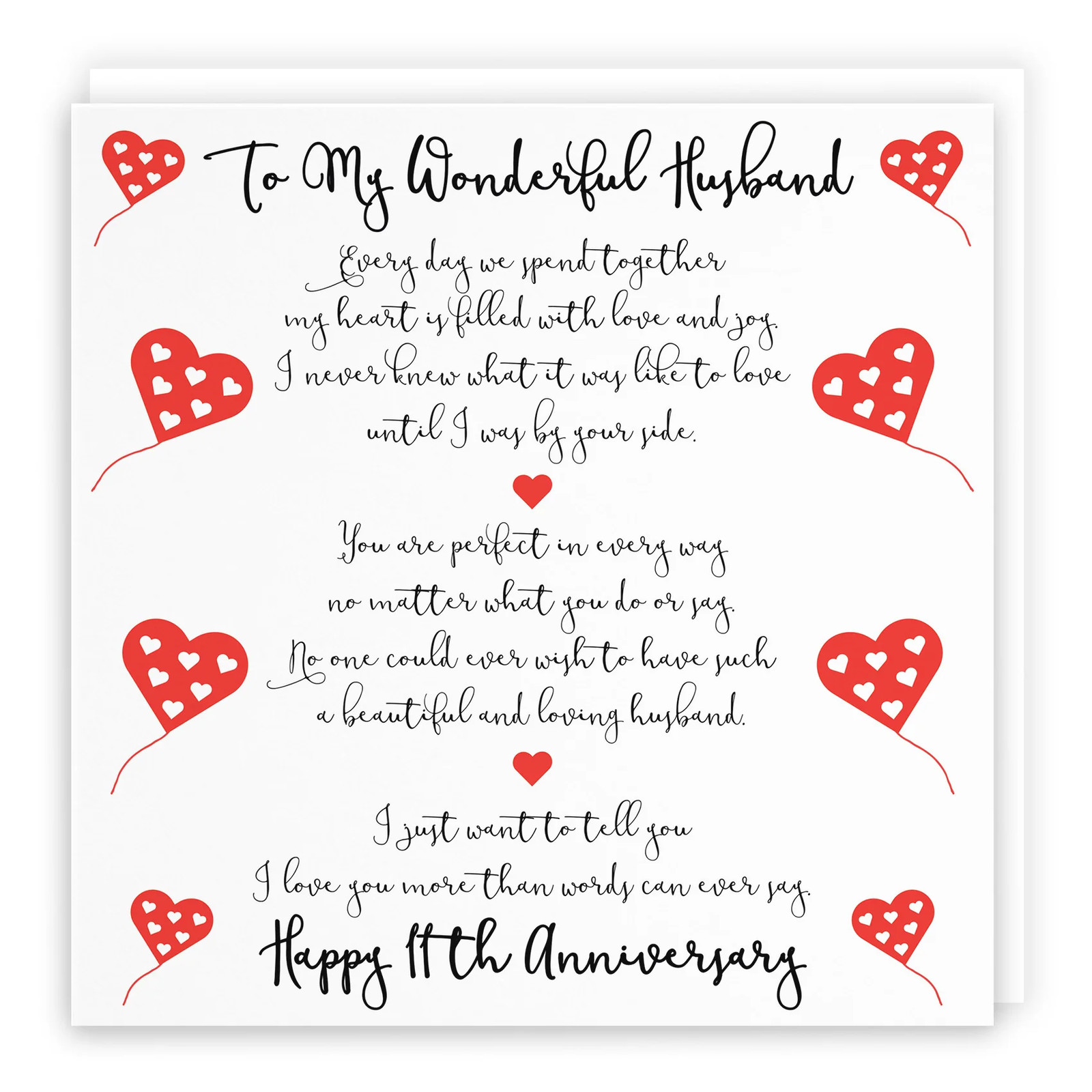 11th Husband Anniversary Card Romantic Verses
