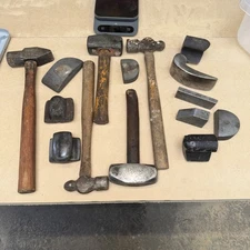 Vintage Auto Body Tool Lot Hammers Dollies Anvil 