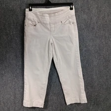 JAG Jeans Cropped Pants Womens 8 Beige Cotton Classic Fit Straight Leg Western