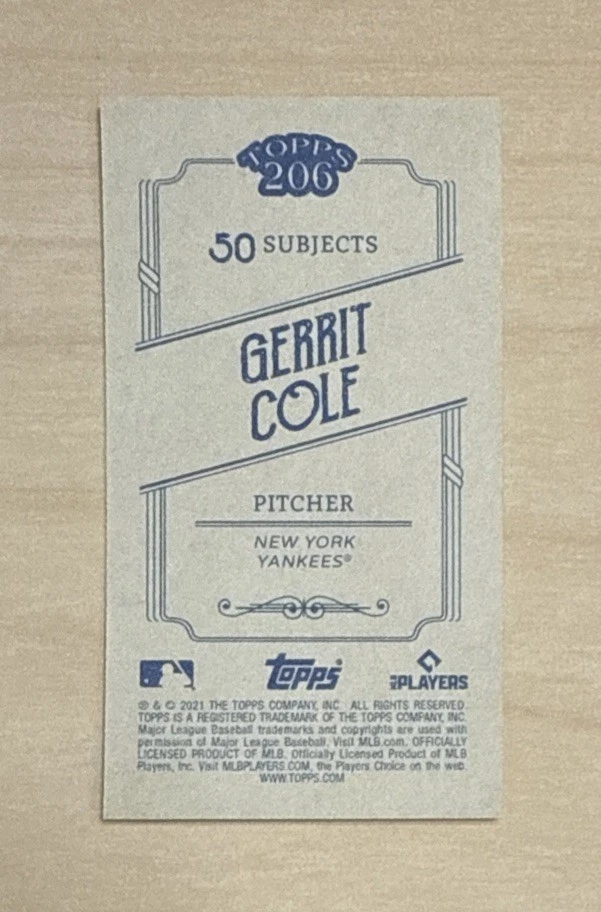 GERRIT COLE - 2021 Topps 206 - Wave 2 [Base] - #33 - NEW YORK YANKEES - Image 2 of 2