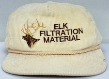 Vintage Elk Filtration Material Corduroy Trucker SnapBack Hat Beige Hunting OSFA