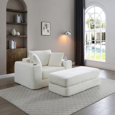 Modern Foldable Chaise Lounge 3-in-1 Convertible Sleeper Chairs w/ Floor Cushion