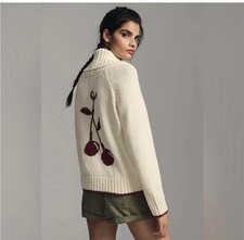 Anthropologie Maeve Cherry Icon Cardigan Sweater Size M NWT