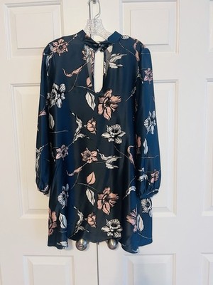 Amanda Uprichard Navy Floral Long Sleeve Dress Size Medium