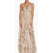 Dress the Population Gown Womens 2XS Pink Floral Lace Maxi Formal Dress