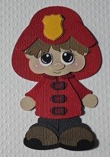 Fire Fighter Boy Brown Hair. Scrapbook, Card Making Paper Piecing