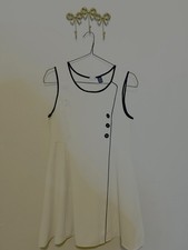 SHEIN Ivory Mini Dress with Black Trim. Size L 8/10