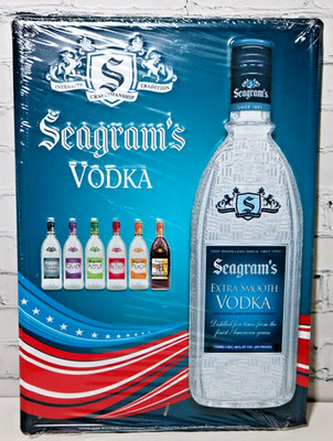 Seagram's Extra Smooth Vodka Tin Metal Bar Liquor Man Cave Sign 20'' X 14''