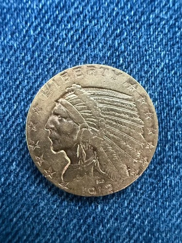 1912 Indian Head Half Eagle $5 Gold Coin