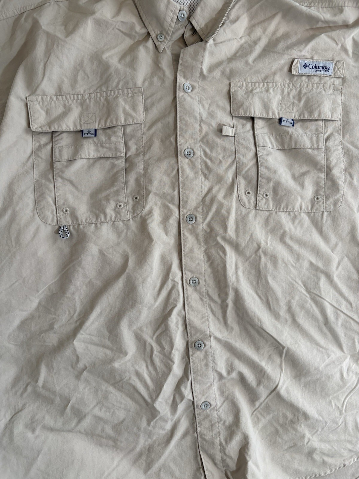 Columbia PFG Omni-Shade Men's Beige Fishing Shirt L Breathable Quick Dry thumbnail 5