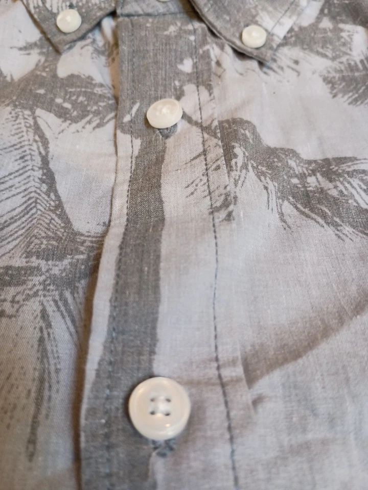 Camisa Hawk Para Hombres Gris Informal Abotonada Estilo Playa Hawwaiano Manga Corta XL Foto 4 de 4