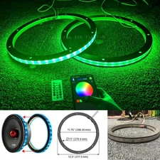 Pair of 12'' RGB Multicolor LED Speaker Ring Lights For Car Subwoofer APP+Remote
