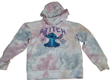 Disney stitch white pink Gray pull over hoodie youth size small