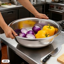 2 Pcs Stainless Steel Mixing Bowls, Mixing Bowls, Extra Large Basin Salad Basin