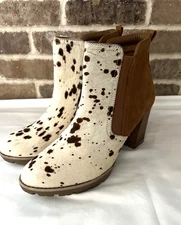 DIBA TRUE Villa Nella Ankle Bootie Boots Cow Hide Leather Suede Size 9.5