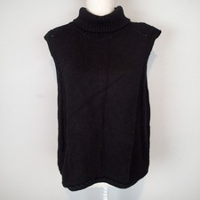 Helmut lang black turtleneck knit sweater vest size s soft sleeveless pullover