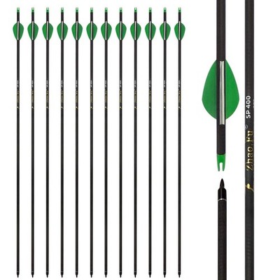 Zhao.Fu 29 Inch Carbon Arrow Practice Hunting Arrows 29 inch, Green White 
