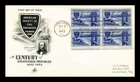 DR JIM STAMPS US COVER ENGINEERING CENTENNIAL FDC SCOTT 1012 BLOCK OF 4