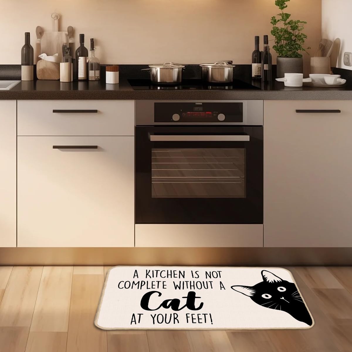 16x30 Inch Front Door Mat Indoor Entrance Welcome Mat Black White Cat