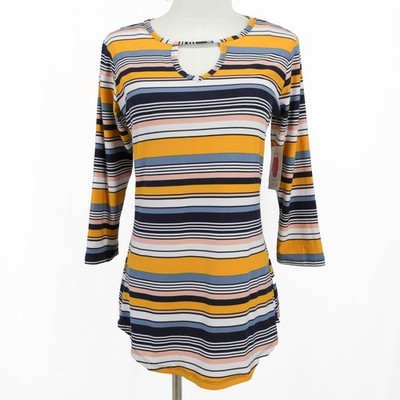 Bobbie Brooks Ladies  Striped Tunic Top Size Small Super Soft 3/4 Sleeve Casual