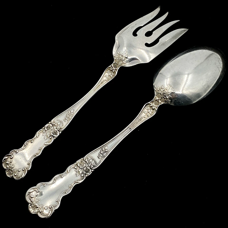 Juego de 2 tenedores y cuchara Gorham Buttercup de plata de ley 925 Lion-Anchor-G Foto 2 de 4